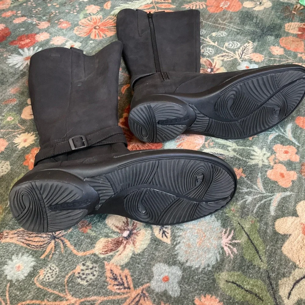 Merrell Tetra Strap Waterproof Boots Womens 7 Black Leather Tall J41146